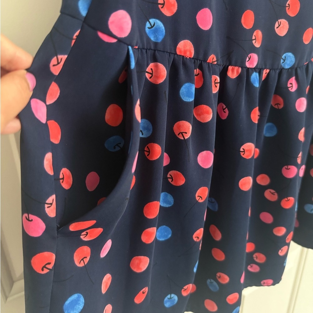 Cynthia Rowley Cherry Print Drop Waist Dress - Size 6 - Navy/Multicolor - EUC - Picture 4 of 7